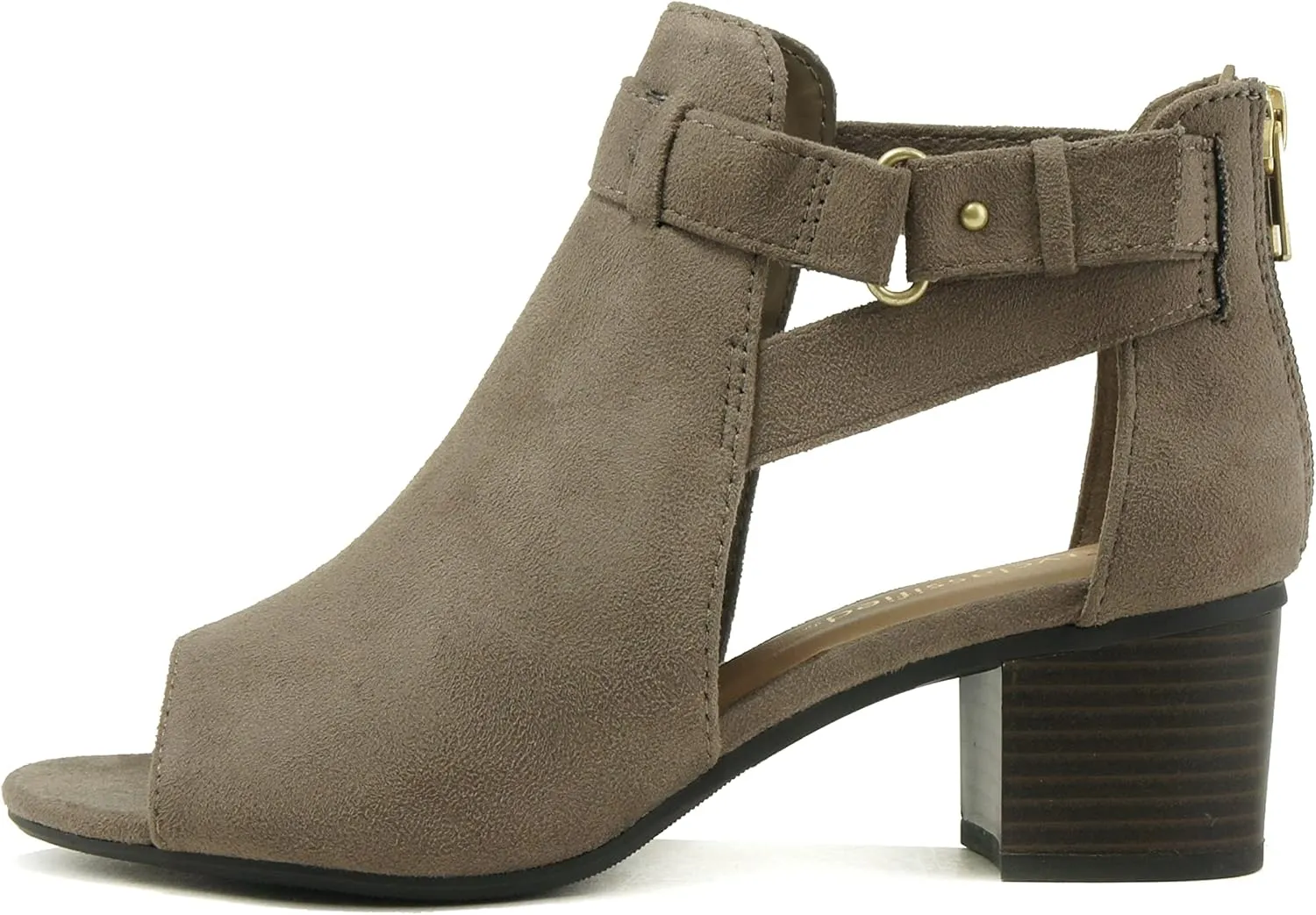 City Classified Invest Women's Fashion Cutout Side Strap Heeled Ankle Sandal Booties