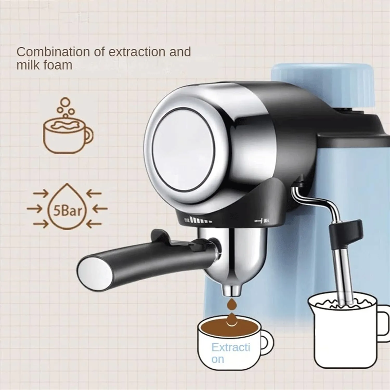 Coffee Machines Coffee Machine Household Semi-automatic Pump-pressed Milk Froth Portable Espresso