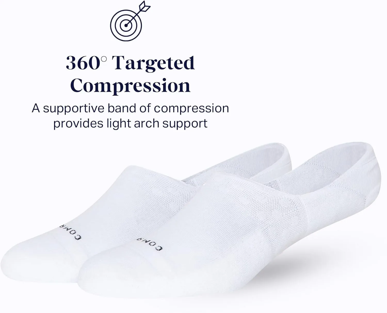 Comrad 3-Pack No Show Socks with Targeted Arch Compression - Soft & Breathable Combed Cotton Support Socks for Men & Women