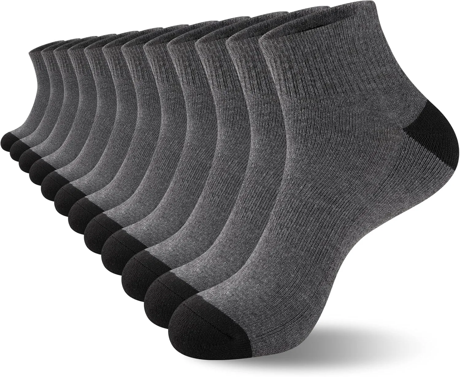 COOVAN 12 Pairs Mens Cushion Ankle Socks Men 12 Pack Low Cut Comfort Breathable Casual Socks