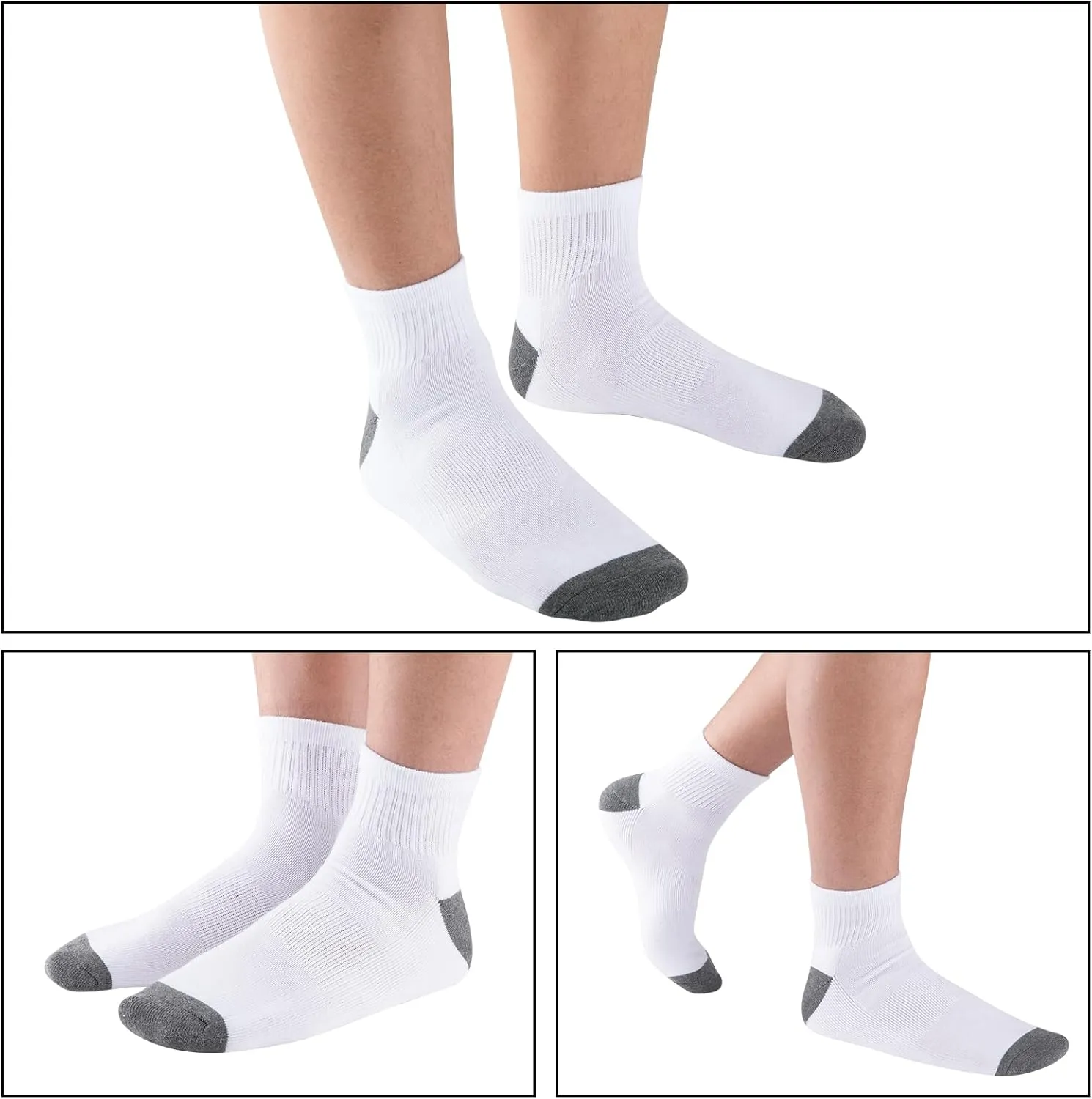 COOVAN 12 Pairs Mens Cushion Ankle Socks Men 12 Pack Low Cut Comfort Breathable Casual Socks