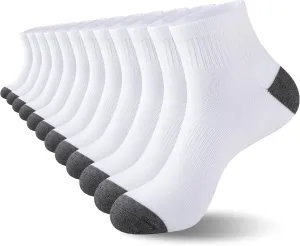 COOVAN 12 Pairs Mens Cushion Ankle Socks Men 12 Pack Low Cut Comfort Breathable Casual Socks