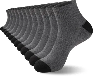 COOVAN 12 Pairs Mens Cushion Ankle Socks Men 12 Pack Low Cut Comfort Breathable Casual Socks