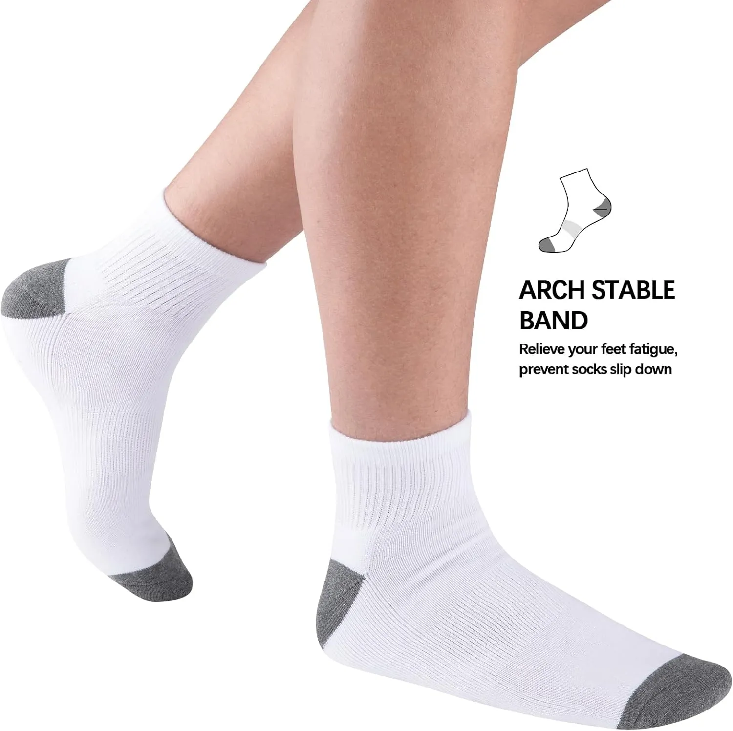 COOVAN 12 Pairs Mens Cushion Ankle Socks Men 12 Pack Low Cut Comfort Breathable Casual Socks