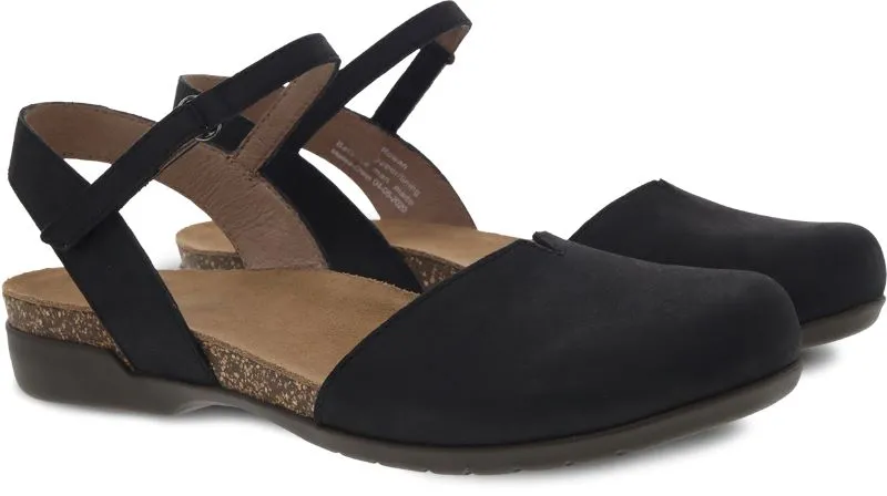 Dansko Black Nubuck Rowan Womens Shoes 6025-105300