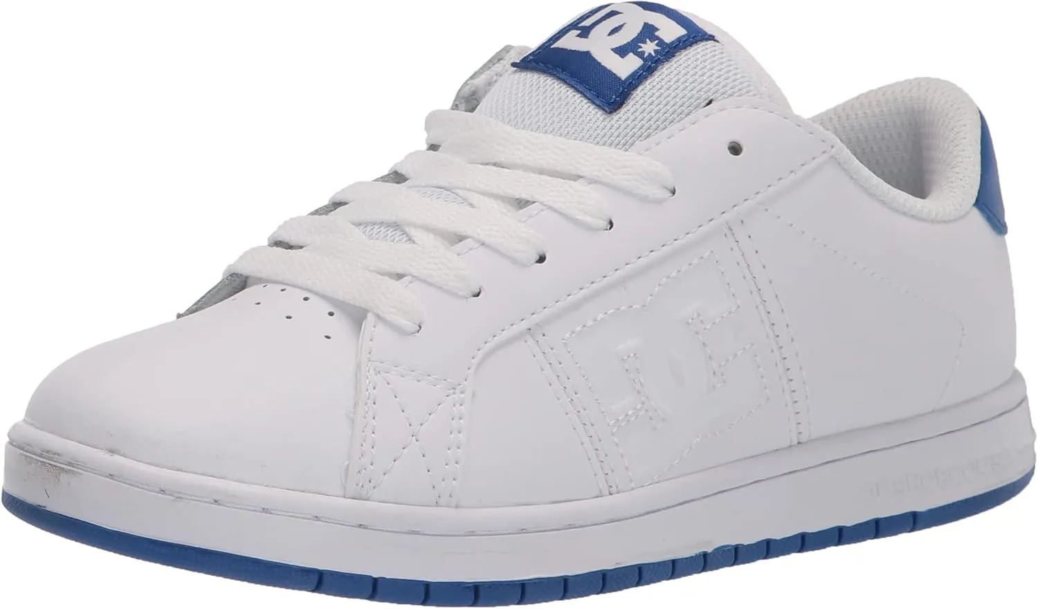 DC Boy's Striker Youth Skate Shoe, White/Royal, 11 Big Kid