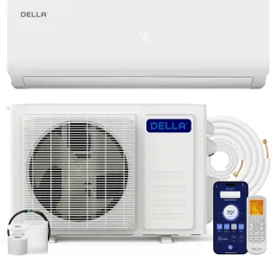 DELLA Vario 18000 BTU Wifi Mini Split AC Work with Alexa 19 SEER2 Cools Up to 1000 Sq.Ft Energy Efficient Ductless Inverter System with 1.5 Ton Heat Pump Pre-Charged & 16.4ft Installation Kits