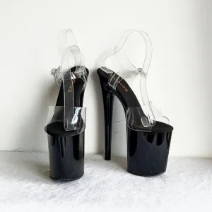 denova's Women's Transparent 7.9in Very High Heel Platform Pole Dance Ankle Strap Stiletto Sandal