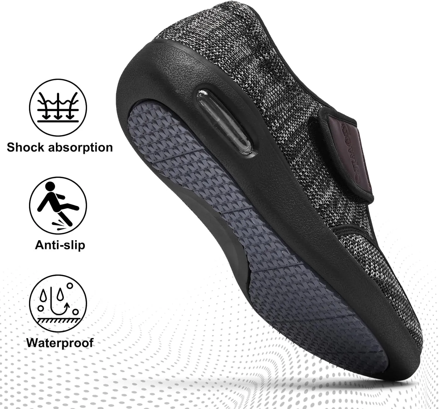 Diabetes Shoes Wide Version Elderly Shoes, No Need to tie Shoelaces Anti-Skid Breathable Light Expansion Foot Walking Edema Thickened and Widened Sole Walking Shoes