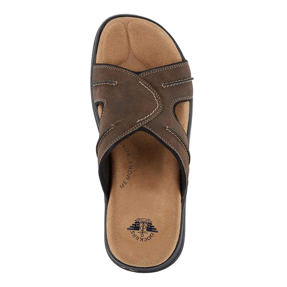 Dockers Mens Sunland Casual Slide Sandal Shoe, Dark Brown, 9 M