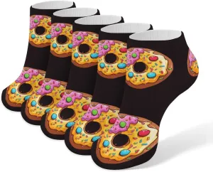 Donut Ankle Socks for Men & Women, 5 Pairs Breathable Soft Low Cut Socks, Stretch Sweat Wicking Sox