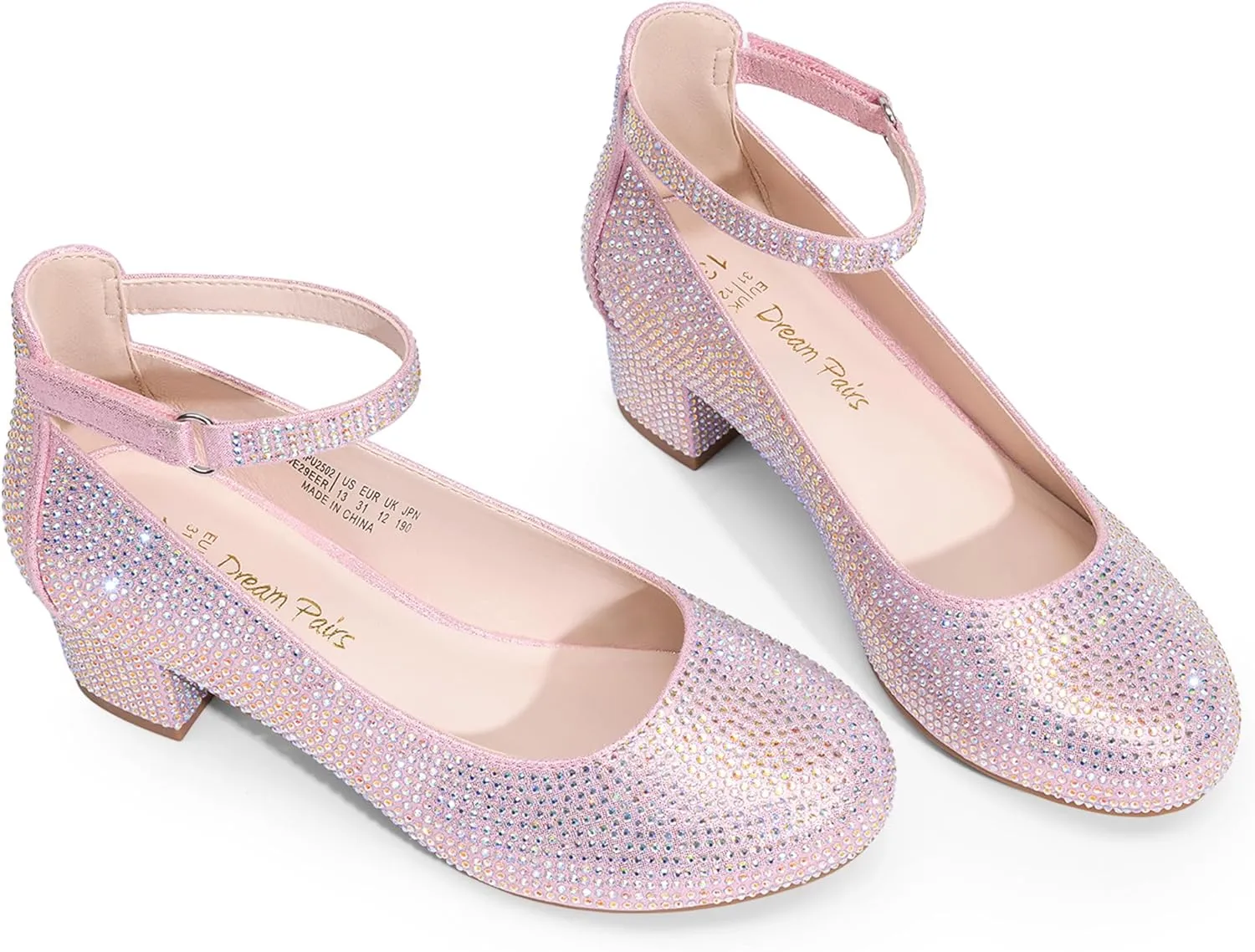 DREAM PAIRS Girls Dress Shoes Chunky High Heels Ankle Strap Party Wedding Princess Pump for Little Big Kid