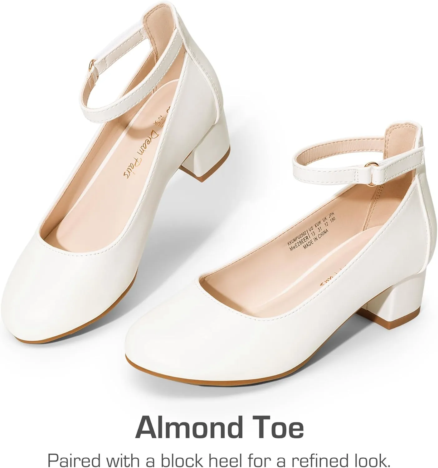 DREAM PAIRS Girls Dress Shoes Chunky High Heels Ankle Strap Party Wedding Princess Pump for Little Big Kid