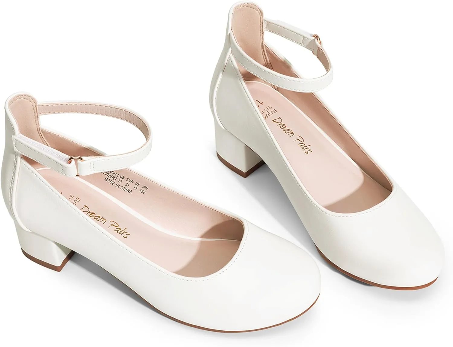 DREAM PAIRS Girls Dress Shoes Chunky High Heels Ankle Strap Party Wedding Princess Pump for Little Big Kid