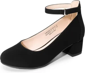 DREAM PAIRS Girls Dress Shoes Chunky High Heels Ankle Strap Party Wedding Princess Pump for Little Big Kid
