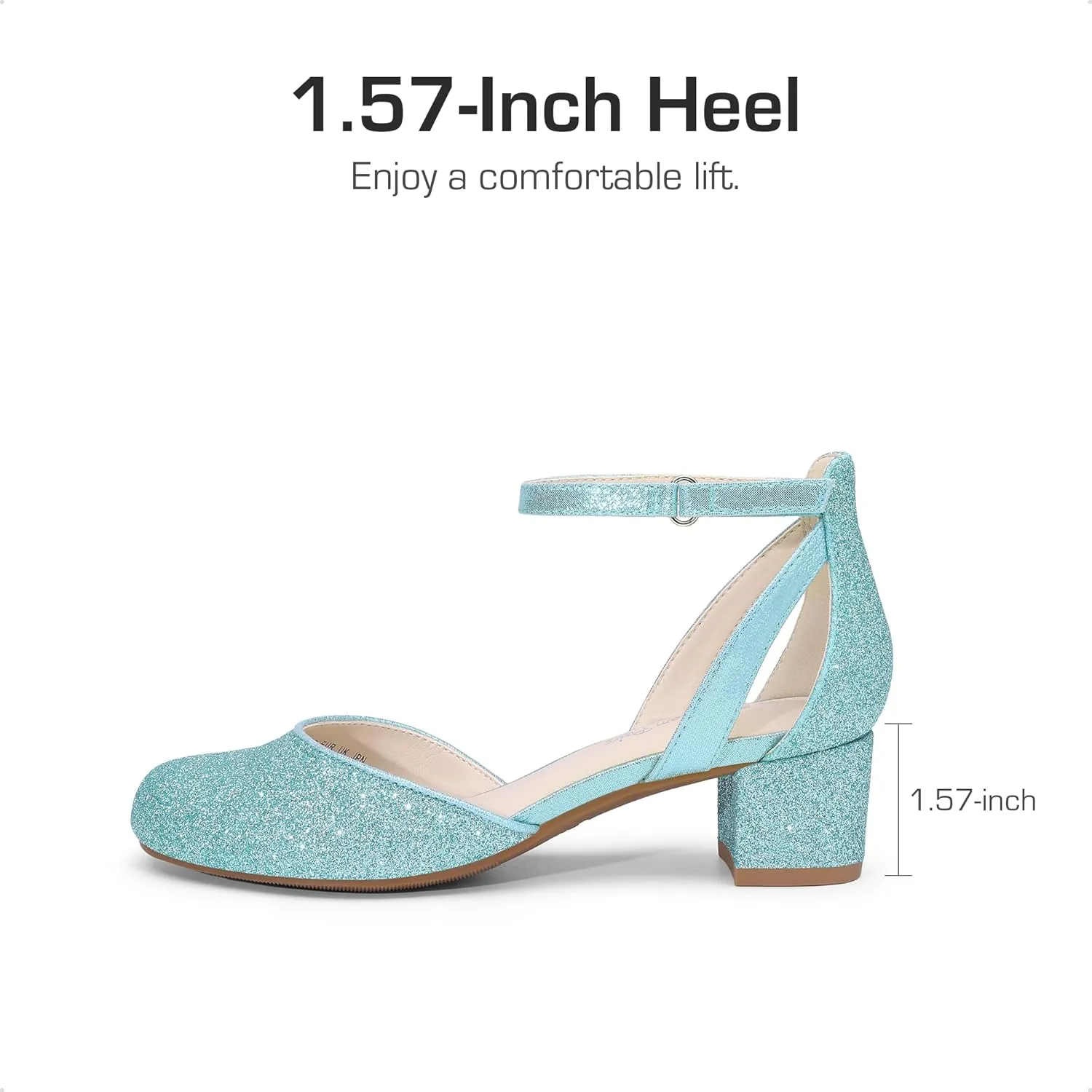 DREAM PAIRS Girls Dress Shoes Closed Toe High Heels Ankle Strap Toddler Little Big Kid Wedding Flower Party Pump