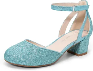DREAM PAIRS Girls Dress Shoes Closed Toe High Heels Ankle Strap Toddler Little Big Kid Wedding Flower Party Pump