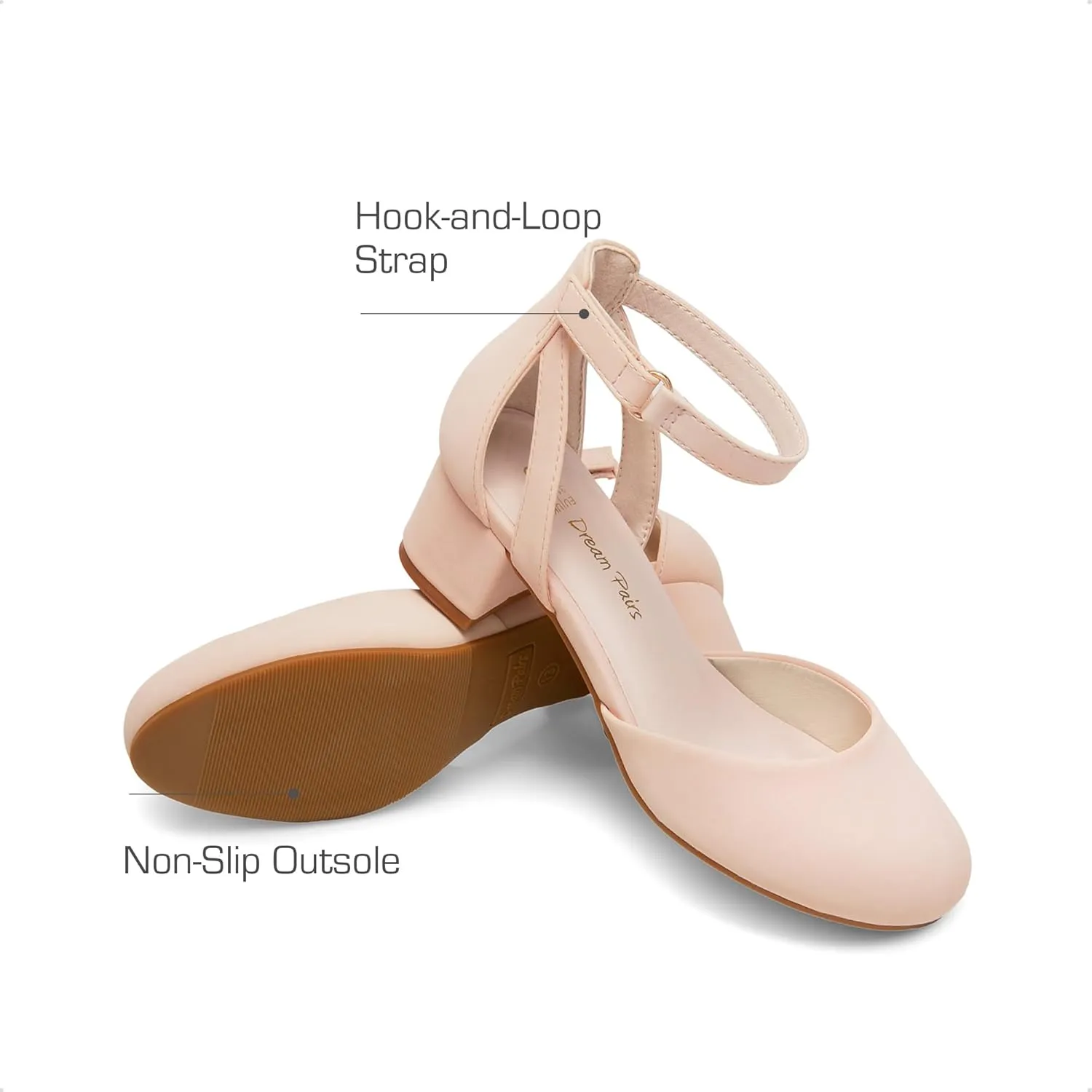 DREAM PAIRS Girls Dress Shoes Closed Toe High Heels Ankle Strap Toddler Little Big Kid Wedding Flower Party Pump