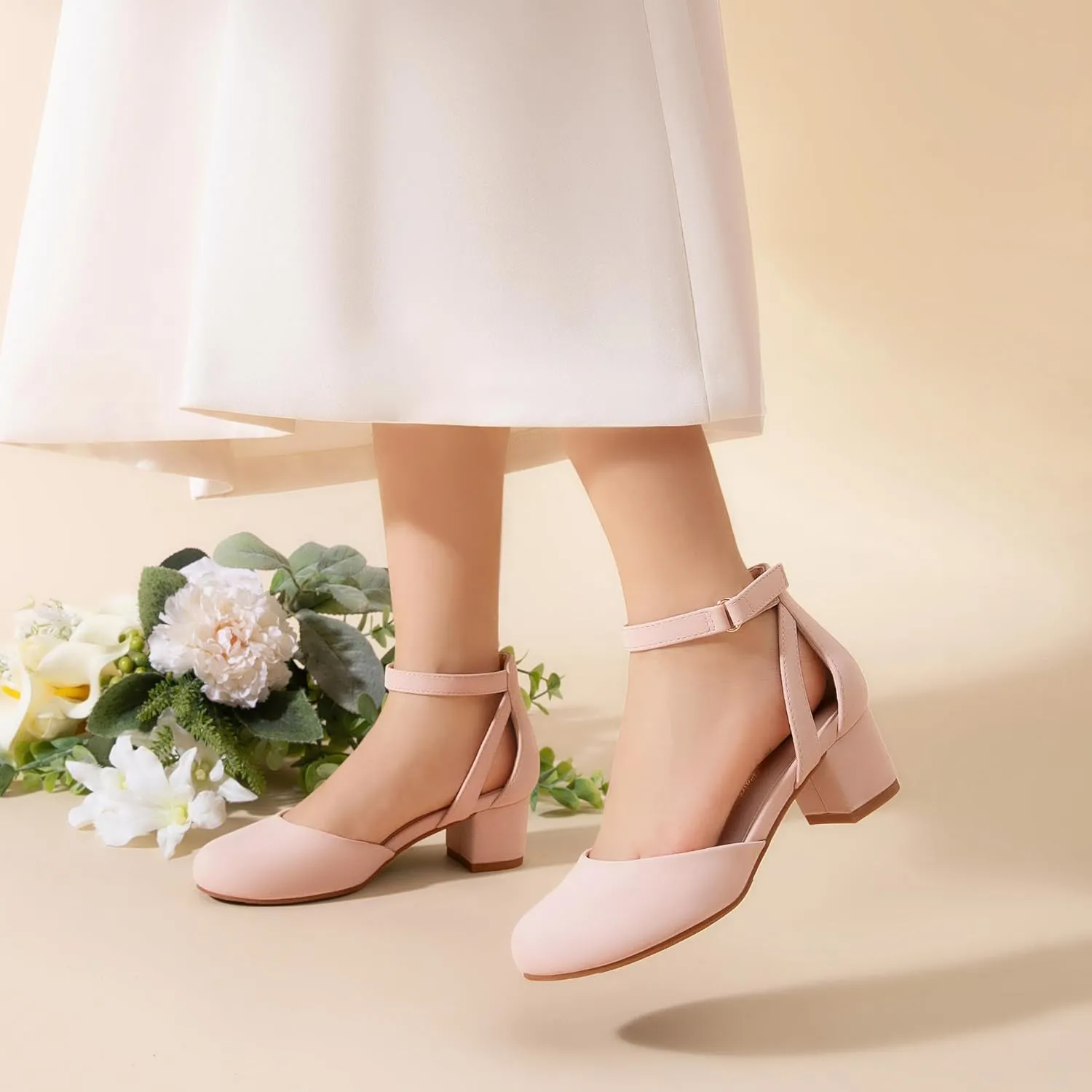 DREAM PAIRS Girls Dress Shoes Closed Toe High Heels Ankle Strap Toddler Little Big Kid Wedding Flower Party Pump