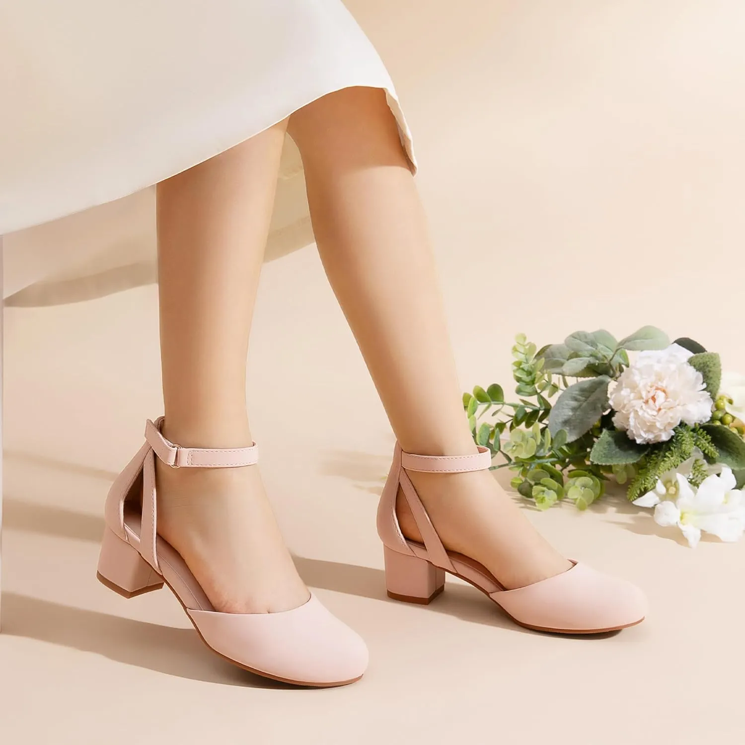 DREAM PAIRS Girls Dress Shoes Closed Toe High Heels Ankle Strap Toddler Little Big Kid Wedding Flower Party Pump