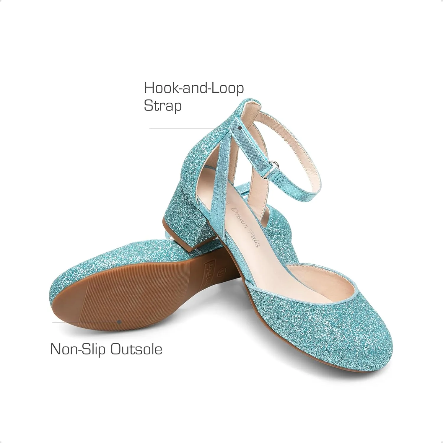 DREAM PAIRS Girls Dress Shoes Closed Toe High Heels Ankle Strap Toddler Little Big Kid Wedding Flower Party Pump