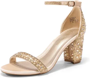 DREAM PAIRS Women's Chunk Low Heel Pump Sandals