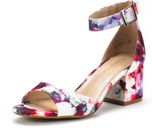 DREAM PAIRS Womens Chunkle Low Heel Pump Ankle Strap Dress Sandal