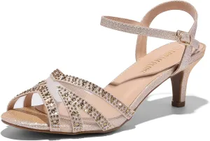 DREAM PAIRS Women's Nina Low Heel Pump Sandals