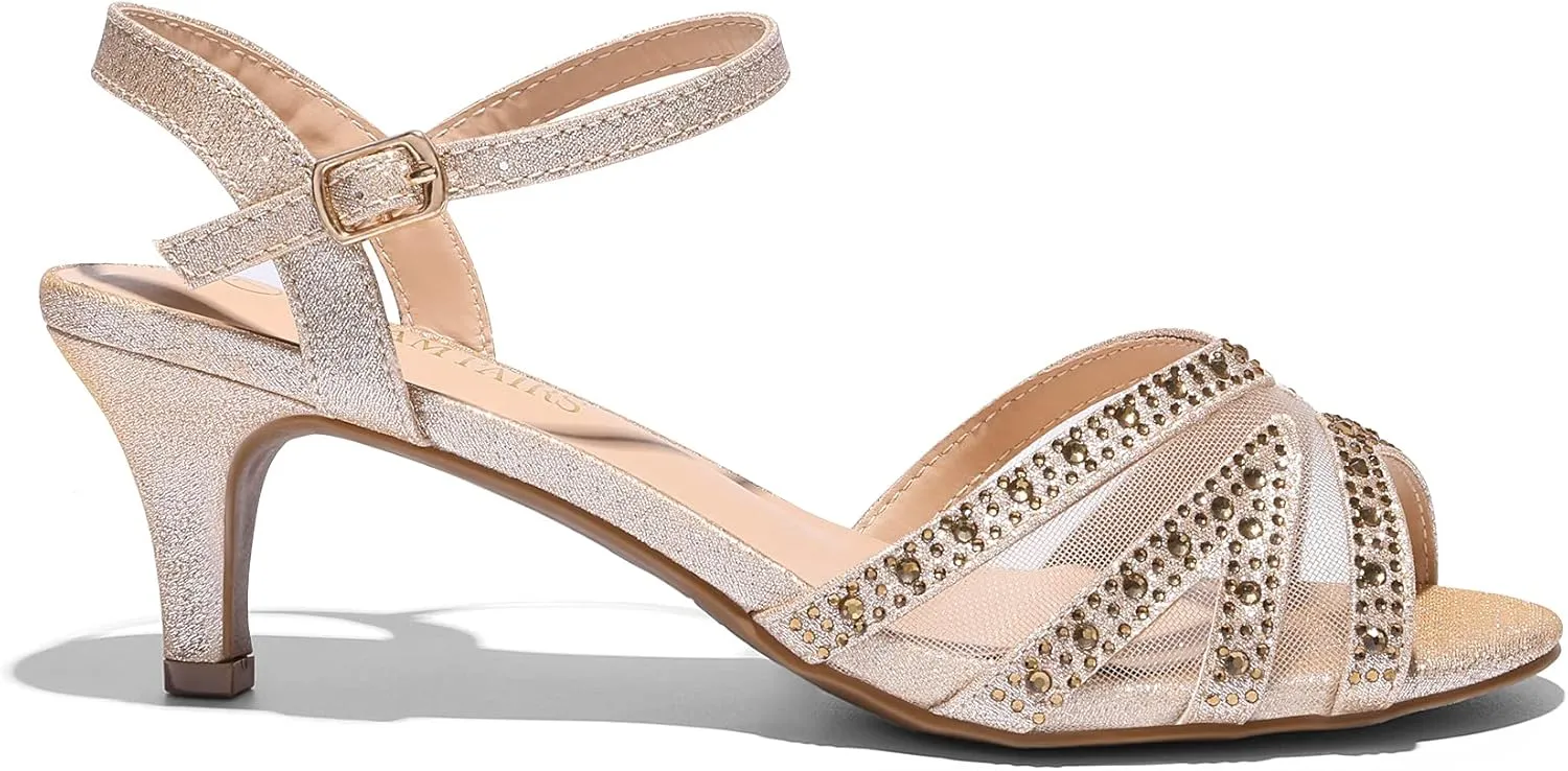 DREAM PAIRS Women's Nina Low Heel Pump Sandals