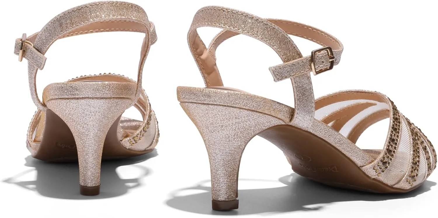 DREAM PAIRS Women's Nina Low Heel Pump Sandals