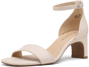 DREAM PAIRS Women's Square Toe Low Block Chunky Heels Open Toe Ankle Strap Dress Pump Shoes