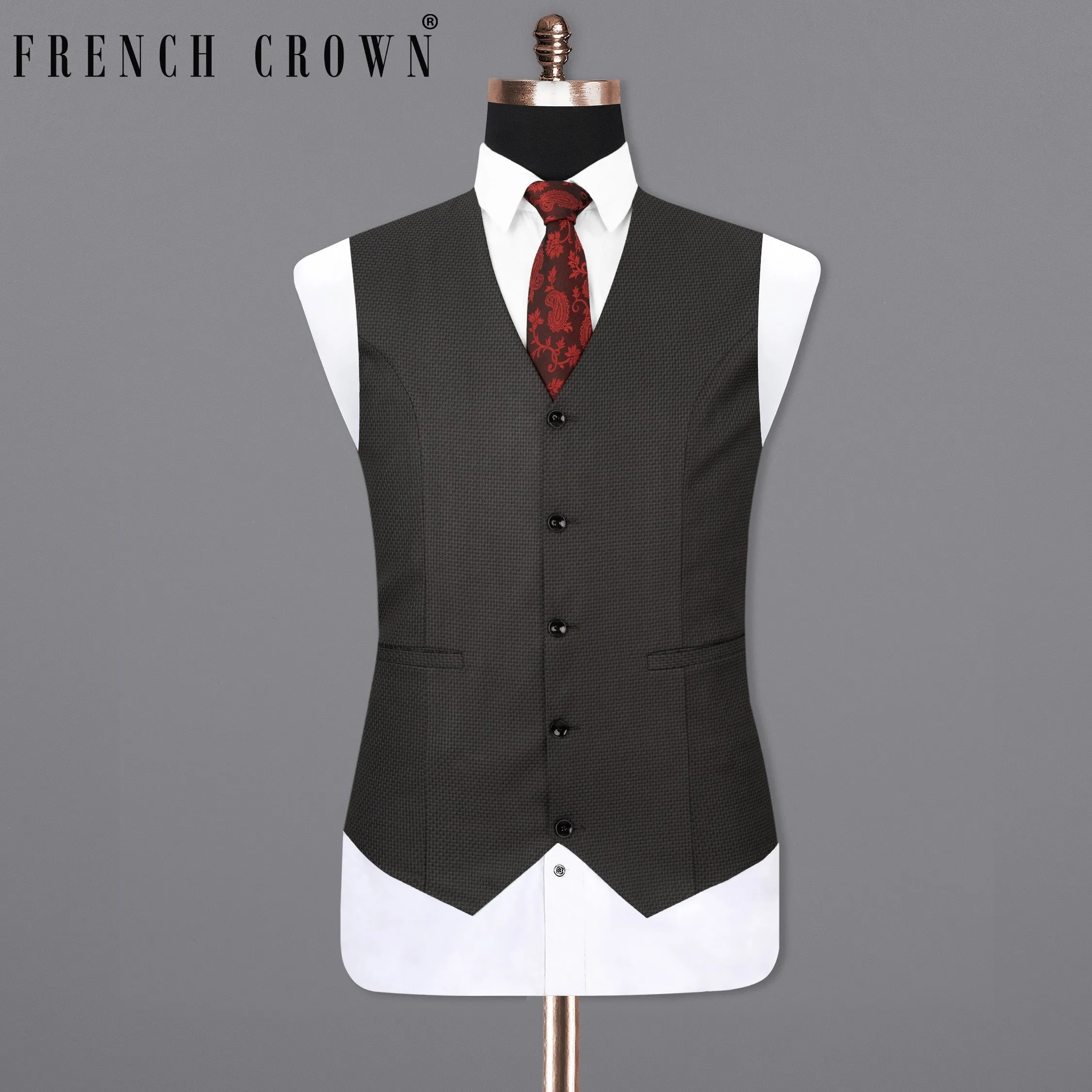 Dune Brown Textured Waistcoat