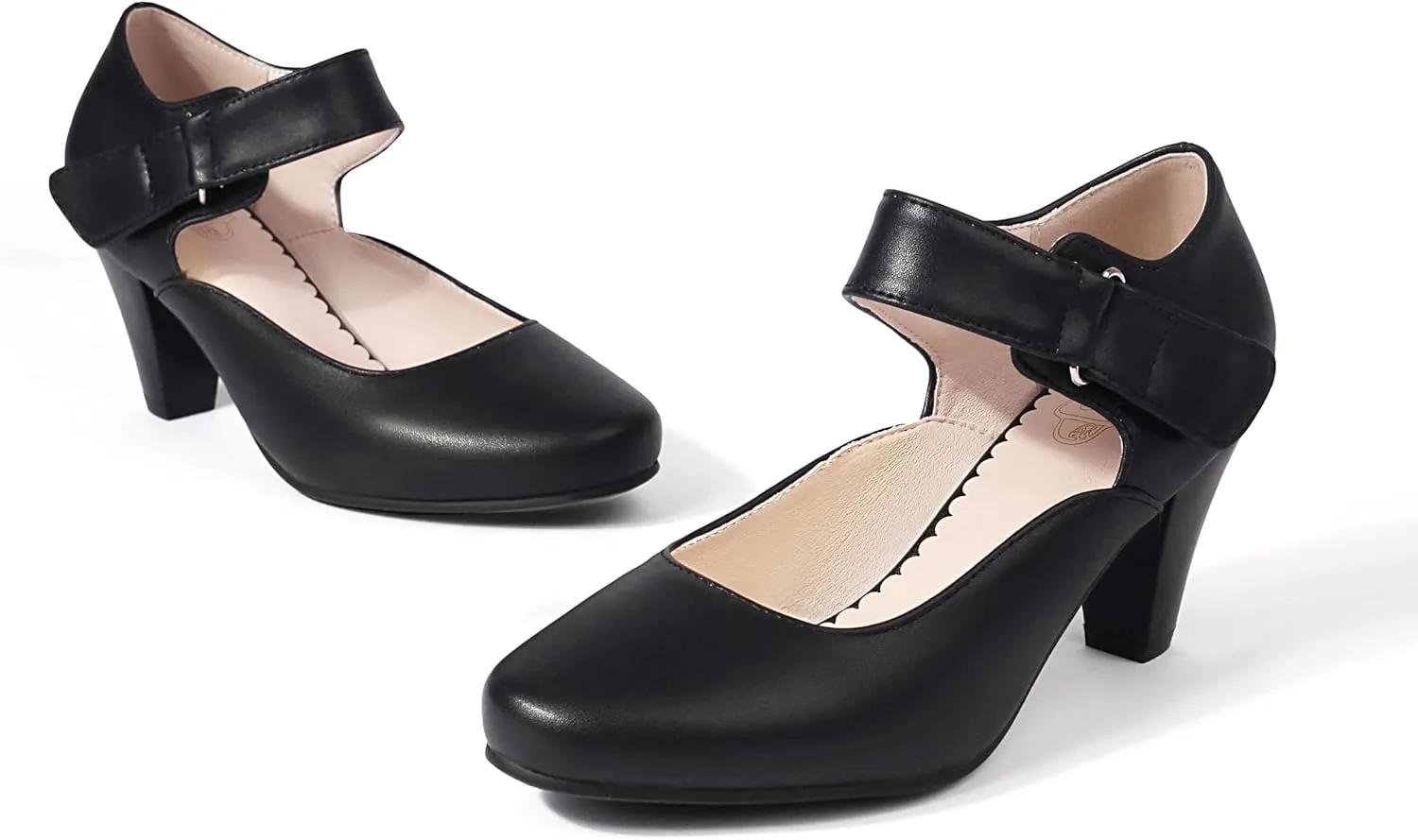 Elerhythm Women's Mary Jane Vintage Heels Gatsby 1920s Pumps Closed Round Toe 1950s Victorian Retro Shoes
