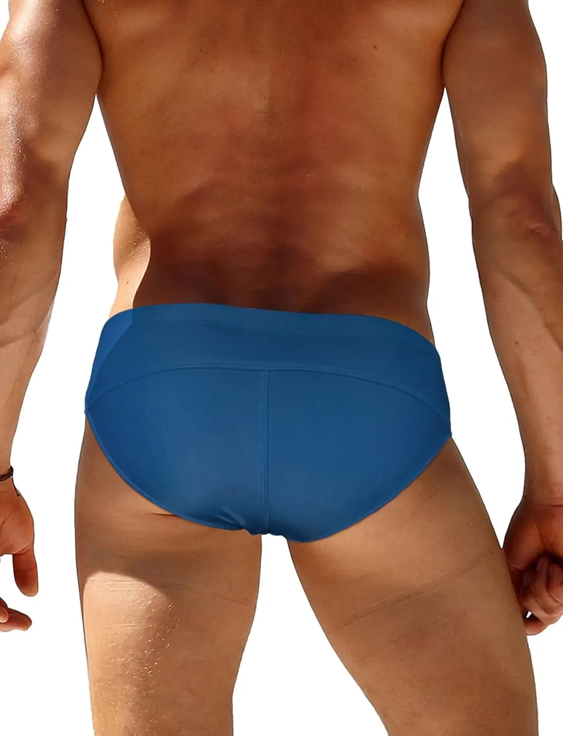 FEOYA Men’s Swim Briefs Low Rise Bikini Swimwear Solid Quick Dry Swimsuit Athletic Surfing Suit with Buckle