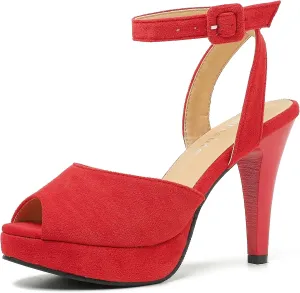 fereshte Women's High Heels Platform Sandals Ankle Strap Slingback Dress Sandal Pump Shoes