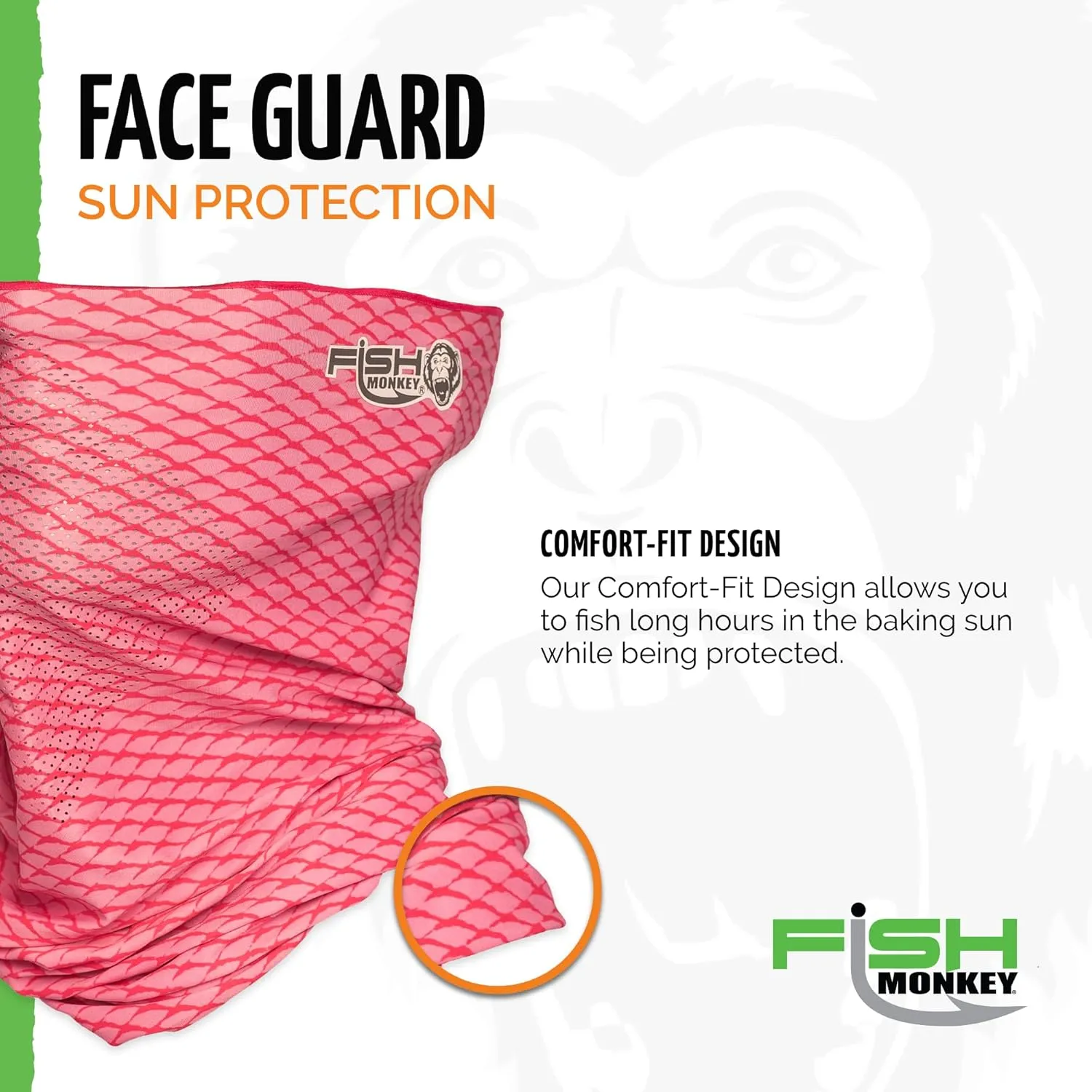 Fish Monkey UPF 50  Flared Face Guard and Four Way Stretch with Glasses Fog Resistant Technology for Men and Women