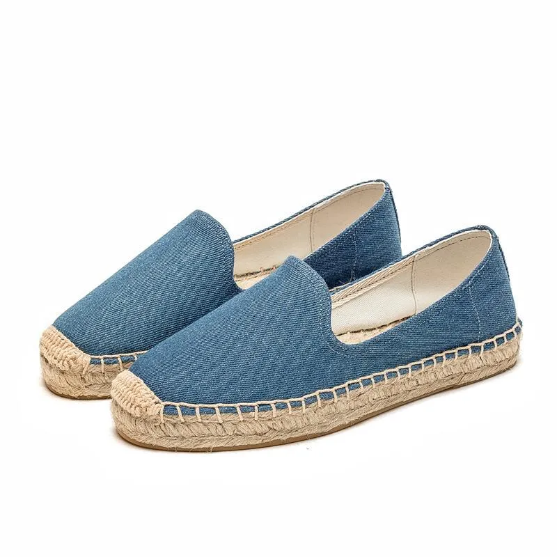 Fisherman Shoes Women's Thick-Bottomed Low-Top Canvas Straw Spring And Summer New Style One Pedal Comfortable Simple Loafer Shallow Mouth Casual