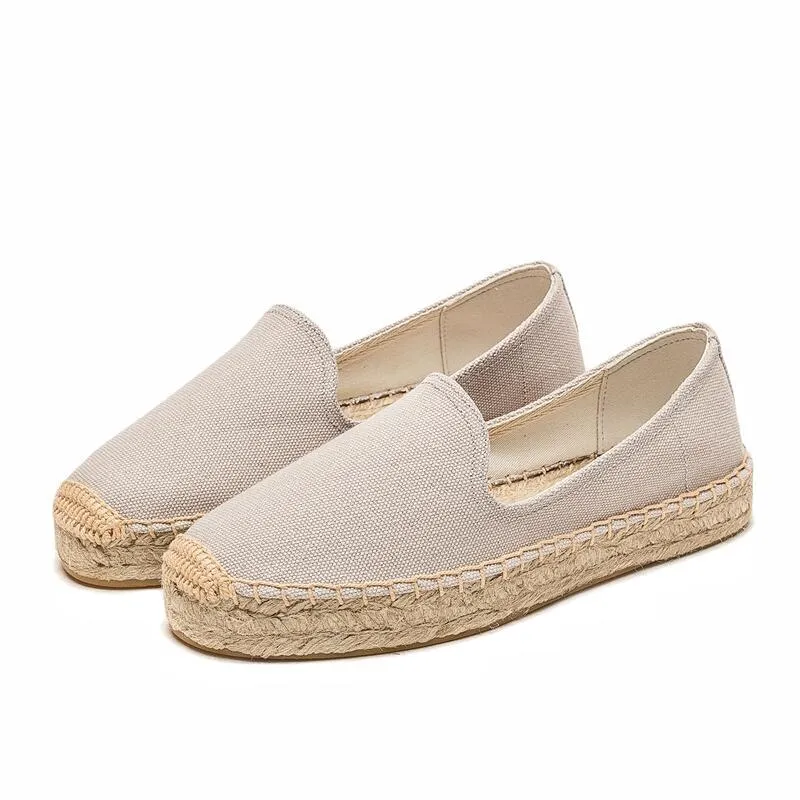 Fisherman Shoes Women's Thick-Bottomed Low-Top Canvas Straw Spring And Summer New Style One Pedal Comfortable Simple Loafer Shallow Mouth Casual
