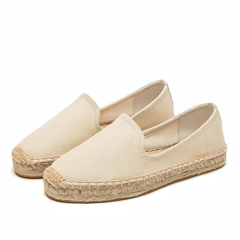 Fisherman Shoes Women's Thick-Bottomed Low-Top Canvas Straw Spring And Summer New Style One Pedal Comfortable Simple Loafer Shallow Mouth Casual