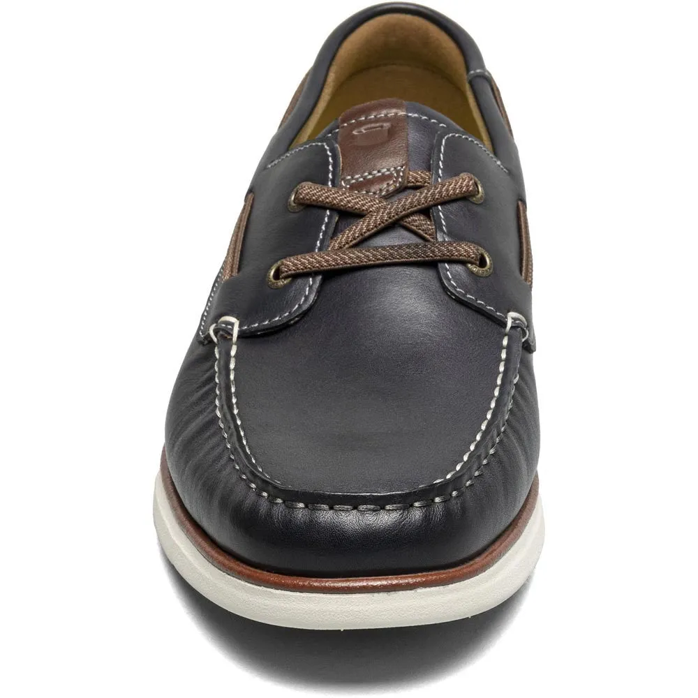 Florsheim Tropics Navy Elastic Lace Moc Toe Men’s Boat Shoes