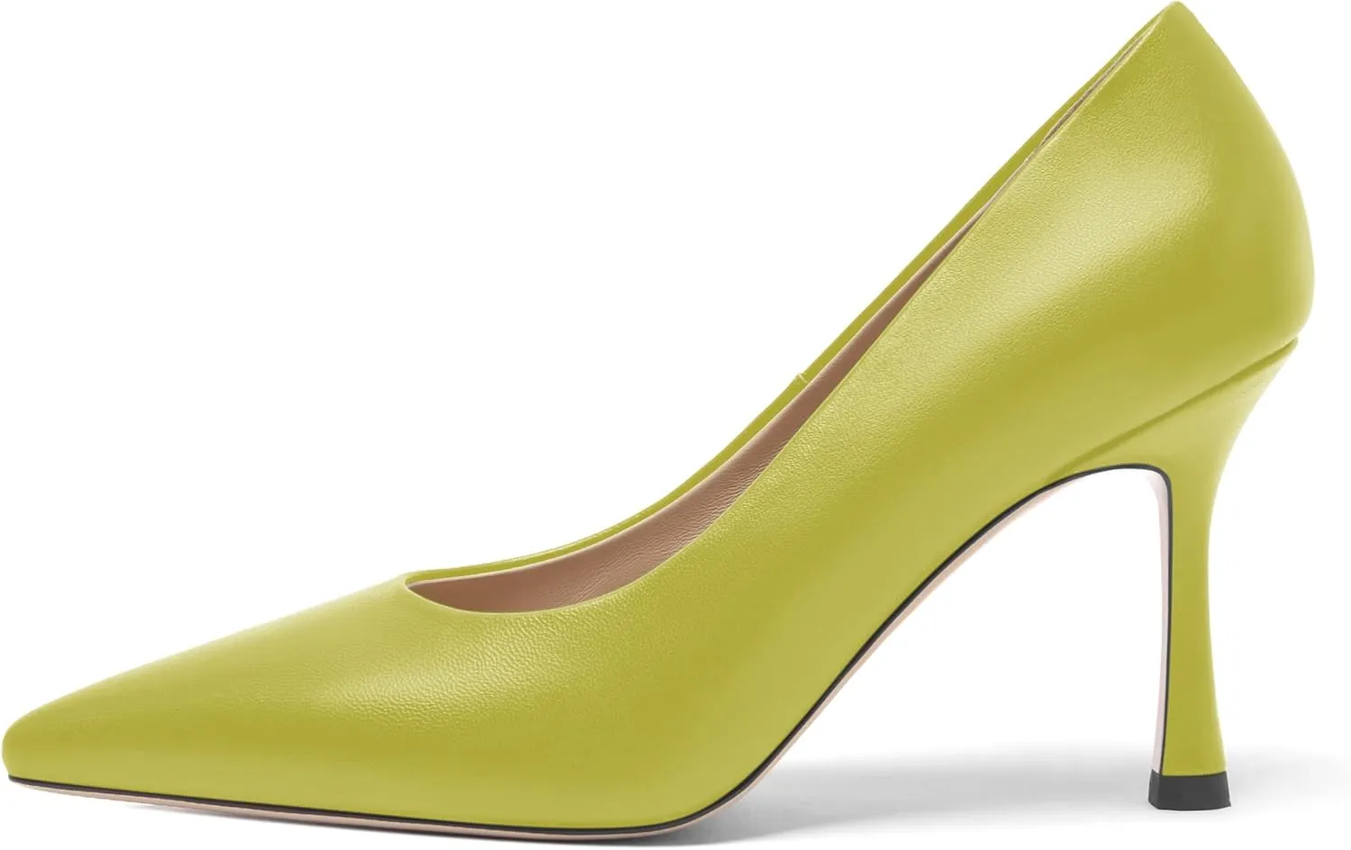 FOGEENA Womens Matte Slip On Pointed Toe Dress Wedding Stiletto Leather High Heel Pumps Shoes 3.14 Inch