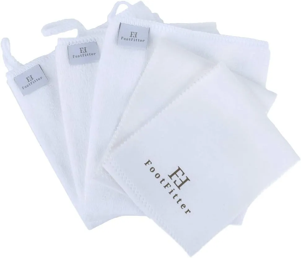 FootFitter 5-Pack Combo Set: 3 Ultrasoft Microfiber & 2 Traditional Microfiber Shoe Shine Cloths for Leather Footwear