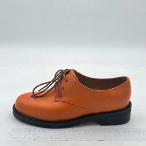 FSJ Women Leather Classic Lace up Flat Oxford Low Heel Round Toe Casual Dress Pu