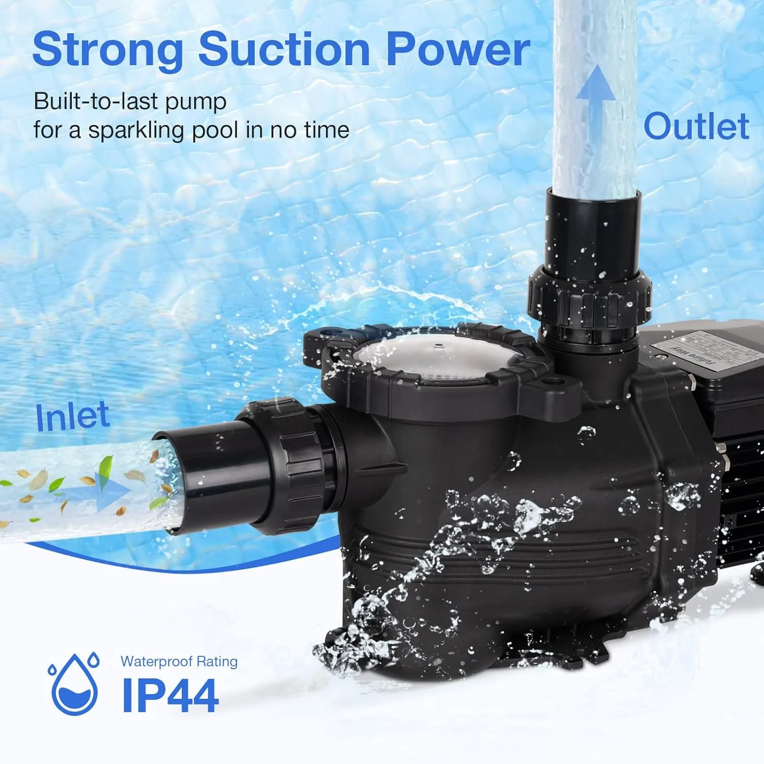 Future Way 3/4 HP Pool Pump for In/Above Ground Pool, 3600 GPH, 110-120V, Single Speed Swimming Pool Pump with Filter Basket, Low Noise
