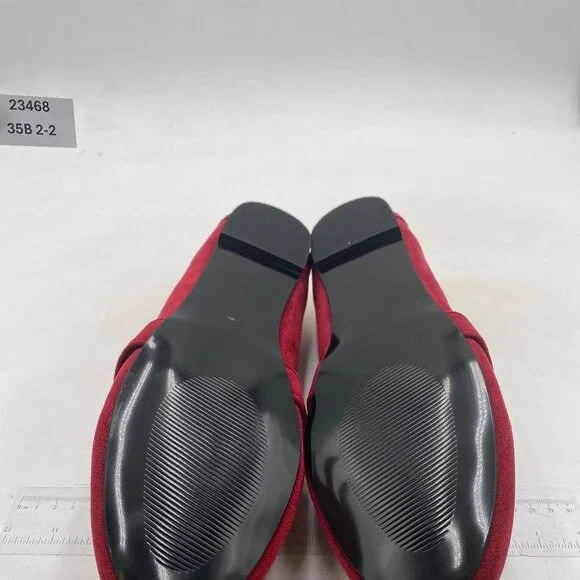 FYS Women Round Toe Flats Knotted Loafer Flats Comfortable Slip On Ballet Red
