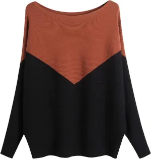 GABERLY Boat Neck Batwing Sleeves Dolman Knitted Sweaters and Pullovers Tops for Women