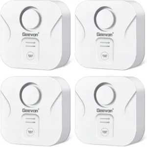 Geevon 4 Pack Water Leak Detectors for Home, 100dB Loud Water Alarm Sensor Leak Detection with Drip Alert for Basements, Laundry Rooms, Kitchen, IP56 Waterproof(Battery Included)