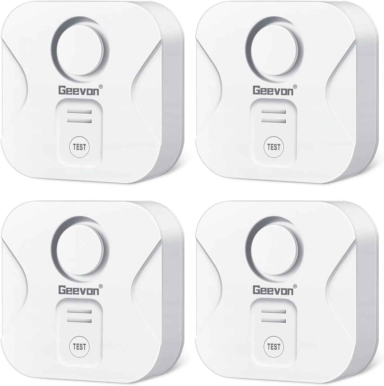 Geevon 4 Pack Water Leak Detectors for Home, 100dB Loud Water Alarm Sensor Leak Detection with Drip Alert for Basements, Laundry Rooms, Kitchen, IP56 Waterproof(Battery Included)