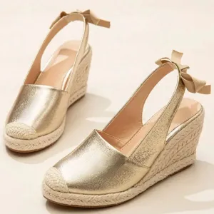Gold High Wedge Heel Sandal