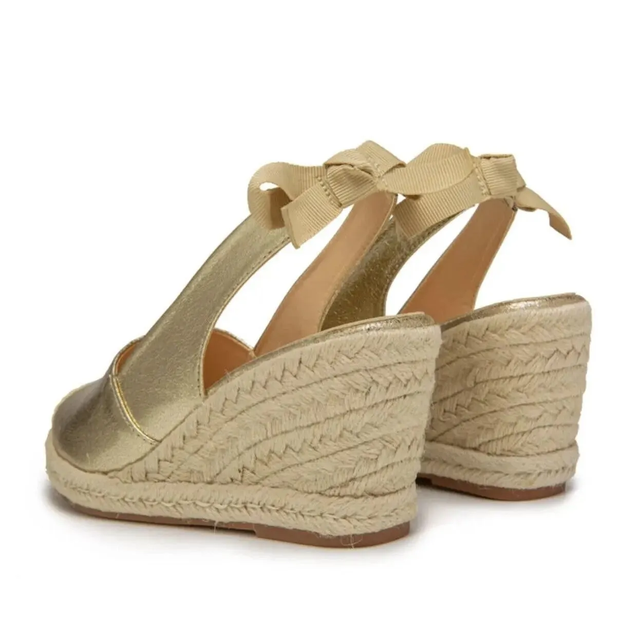 Gold High Wedge Heel Sandal